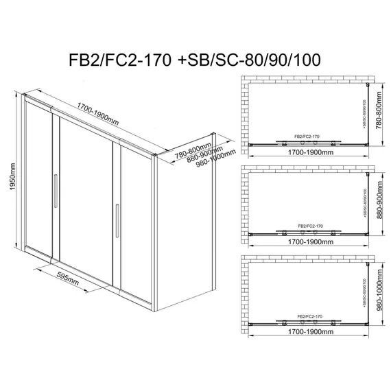 Душевое ограждение Avacan (170-190)х80 см FB2-170-SB80MT, чёрный/матовое - фото 12