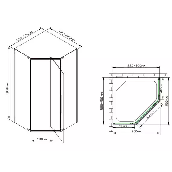 Душевое ограждение Avacan 90х90 см PB90MT, чёрный/матовое - фото 6
