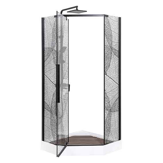Душевое ограждение Avacan 100х100 см PB100, чёрный/узор - фото 3