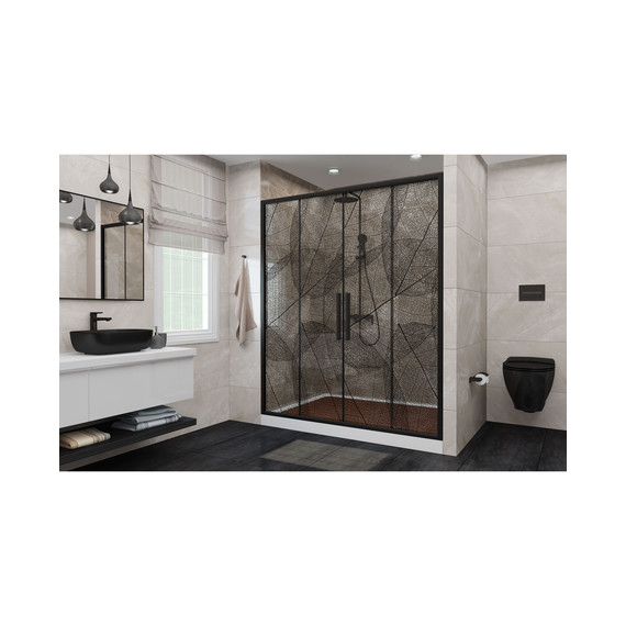 Душевая дверь Avacan (170-190) см FB2-170, чёрный/узор - фото 