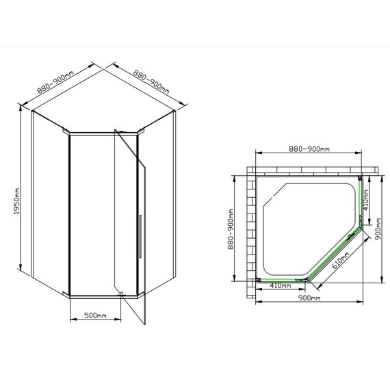 Душевое ограждение Avacan 90х90 см PB90, чёрный/узор - фото 14