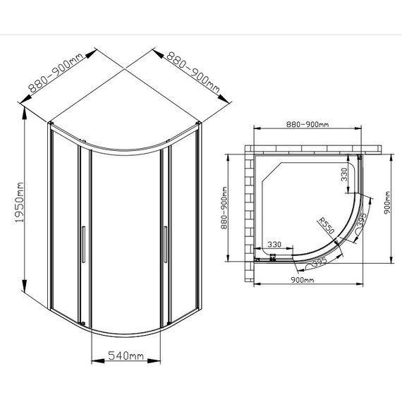 Душевое ограждение Avacan 90х90 см HB90, чёрный/узор - фото 10