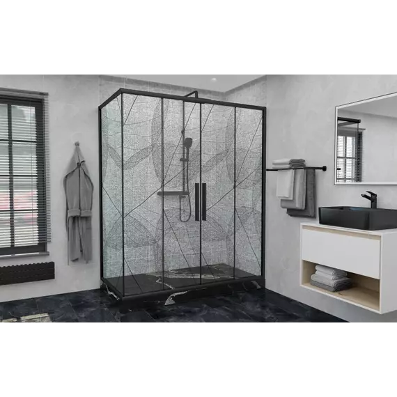 Душевое ограждение Avacan (170-190)х90 см FB2-170-SB90, чёрный/узор - фото 5