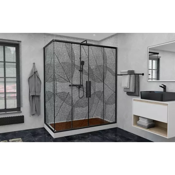 Душевое ограждение Avacan (170-190)х80 см FB2-170-SB80, чёрный/узор - фото 4