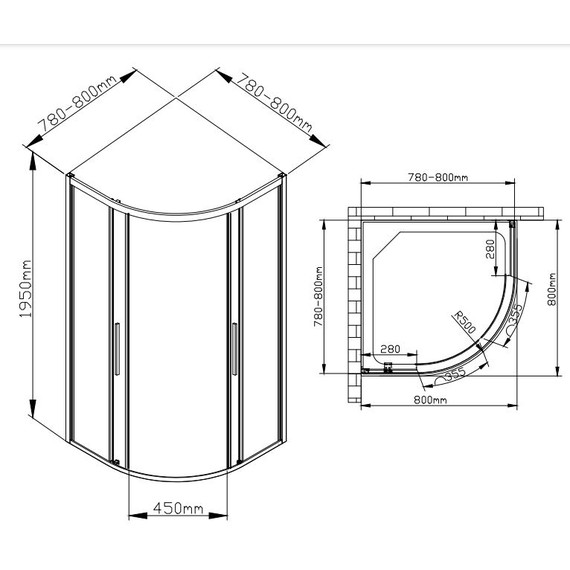 Душевое ограждение Avacan 80х80 см HB80, чёрный/узор - фото 11