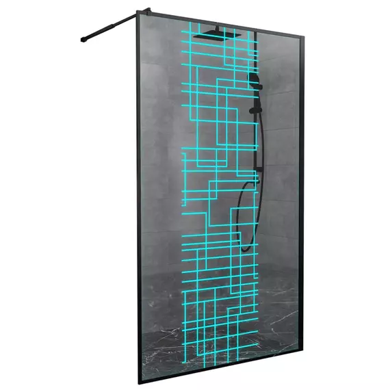 Душевая перегородка Avacan 120 см LB120 стекло (8 мм) с кронштейном в комплекте, чёрный/узор - фото 