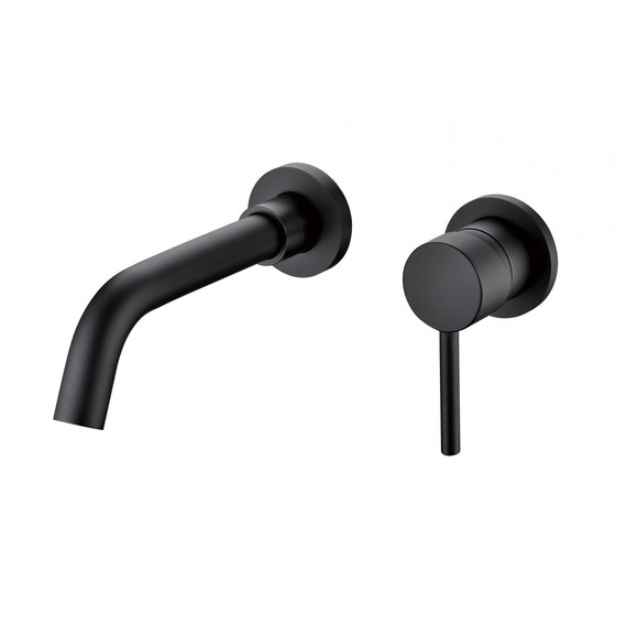 Смеситель для раковины настенный Grocenberg GB511BL (со скрытой частью) чёрный матовый - фото 