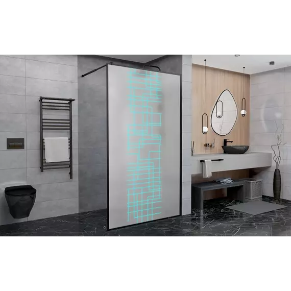 Душевая перегородка Avacan 100 см LB100MT стекло (8 мм) с кронштейном в комплекте, чёрный/матовое - фото 2