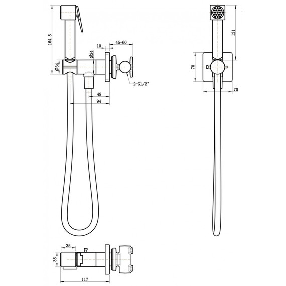 Набор для гигиенического душа Grocenberg GB005CR (со скрытой частью и прогрессивным картриджем) - фото 2