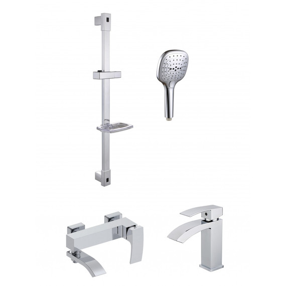 Набор смесителей 3 в 1 для ванны с коротким изливом Grocenberg GB1007CR - фото 