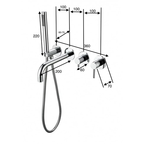 Смеситель для ванны Grocenberg GB5070BG, графит - фото 2