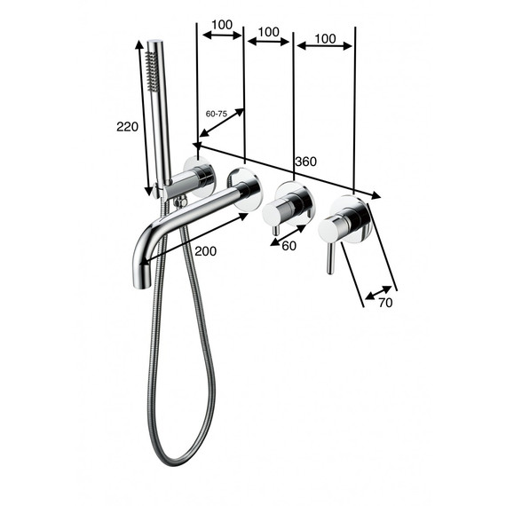 Смеситель для ванны Grocenberg GB5070NK, никель - фото 2