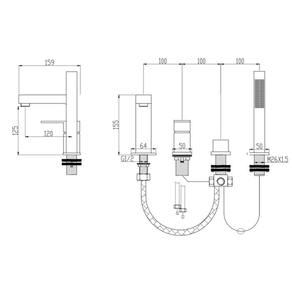 Смеситель для ванны Groсenberg GB6008-1NK, никель - фото 2