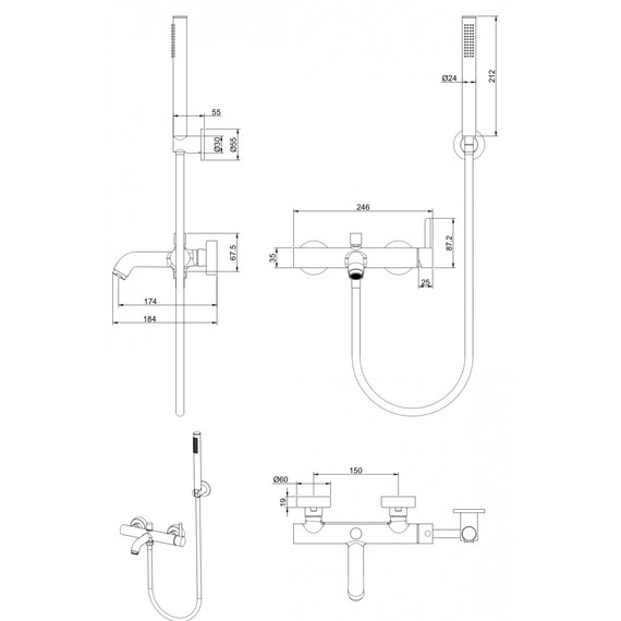 Смеситель для ванны Grocenberg GB8099CR - фото 3
