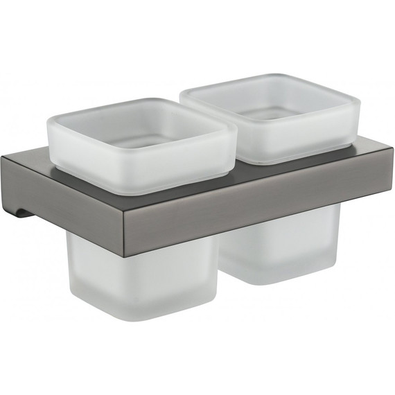 Двойной стакан для зубных щеток Grocenberg AC0022BG, цвет графит - фото 