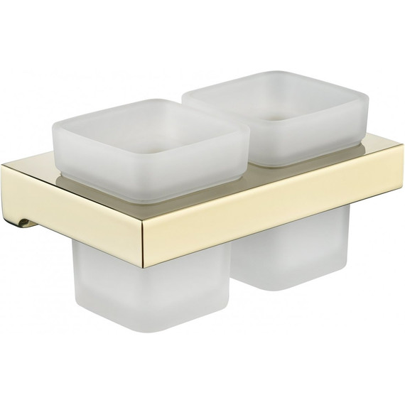 Двойной стакан для зубных щеток Grocenberg AC0022GO, цвет золото - фото 