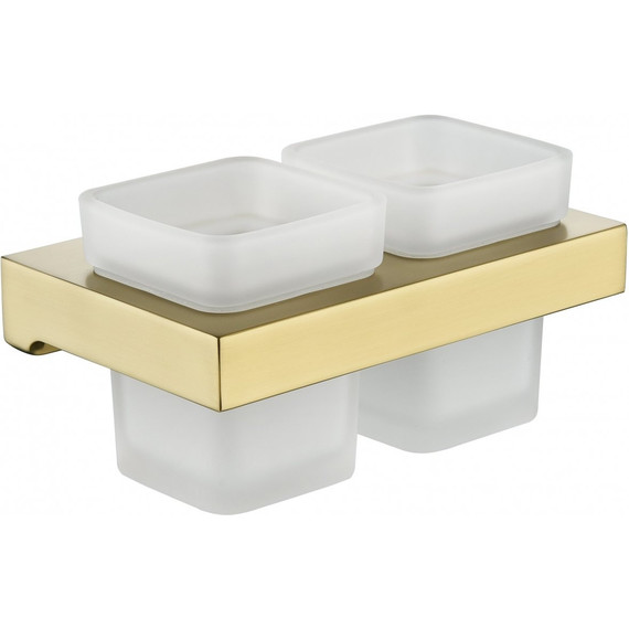 Двойной стакан для зубных щеток Grocenberg AC0022MG, цвет матовое золото - фото 