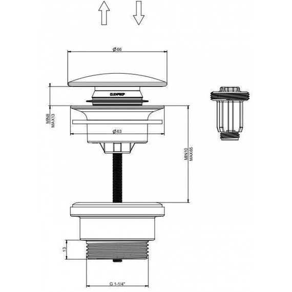 Донный клапан Grocenberg GB106GL, золотой брашированный - фото 2