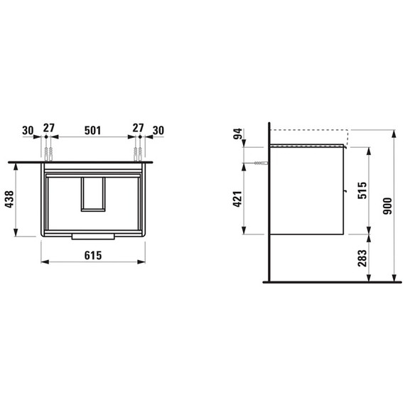 Тумба подвесная с раковиной Laufen Base 65 см 4.0229.2.110.261.1 - фото 2