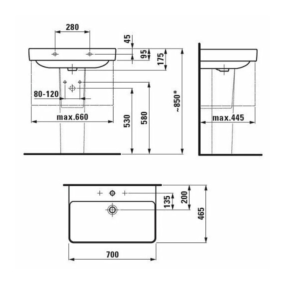 Тумба подвесная с раковиной Laufen Base 70 см 4.0233.2.110.261.1 - фото 5