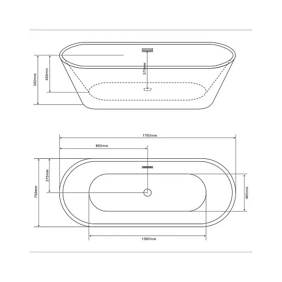 Ванна отдельностоящая Loranto 170х75 см CS-01-170 - фото 4