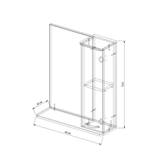 Зеркало-шкаф EvaGold НИКА 60 см R EG010122 - фото 3