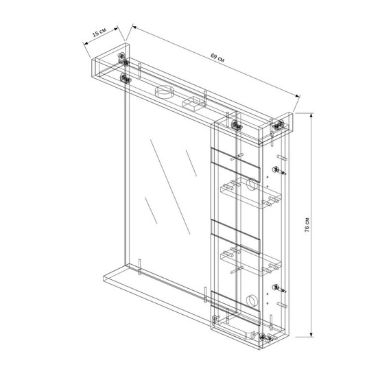 Зеркало-шкаф EvaGold Fantasy 69 см R EG010188 - фото 3
