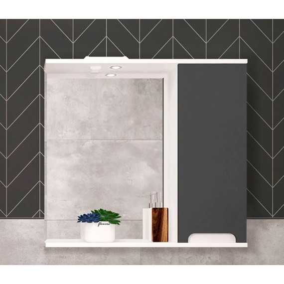 Зеркало-шкаф EvaGold Vesta 75 см EG010227, графит софт тач - фото 