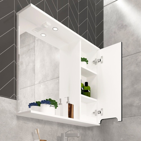 Зеркало-шкаф EvaGold Vesta 75 см EG010227, графит софт тач - фото 2