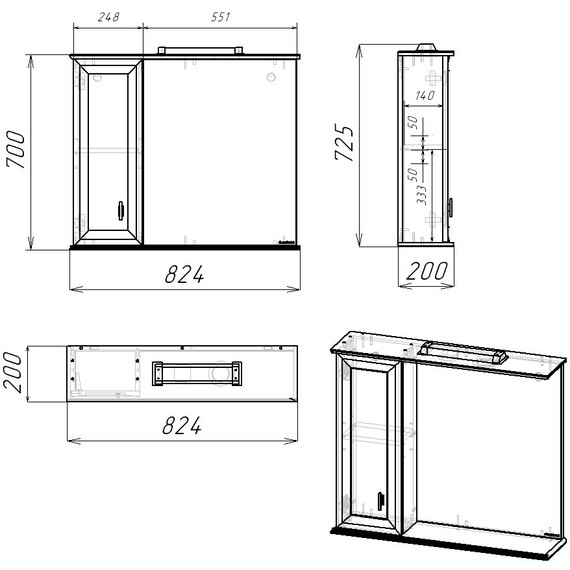 Зеркало-шкаф EvaGold Retro 82 см L EG010406 - фото 6