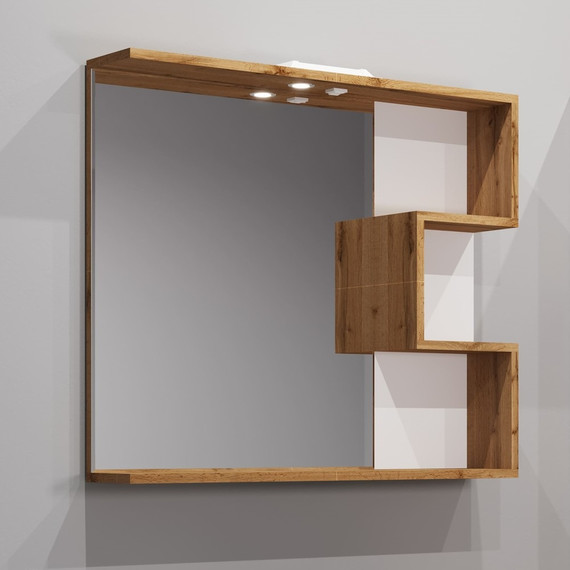 Зеркало EvaGold Forest 80 см EG010446, белый/дуб вотан - фото 2