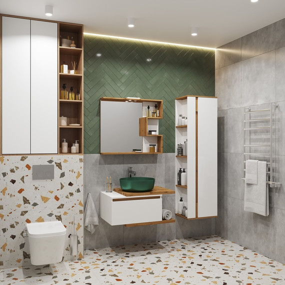 Зеркало EvaGold Forest 80 см EG010446, белый/дуб вотан - фото 3