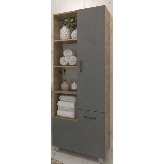 Пенал напольный EvaGold Catherine 60 см EG010127, серый камень - фото 3