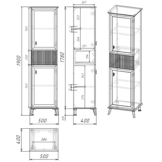 Пенал напольный EvaGold Retro 50 см EG010404 - фото 6