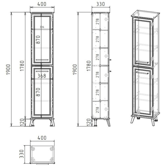 Пенал напольный EvaGold Michael 40 см EG010410, мокка мусс - фото 10