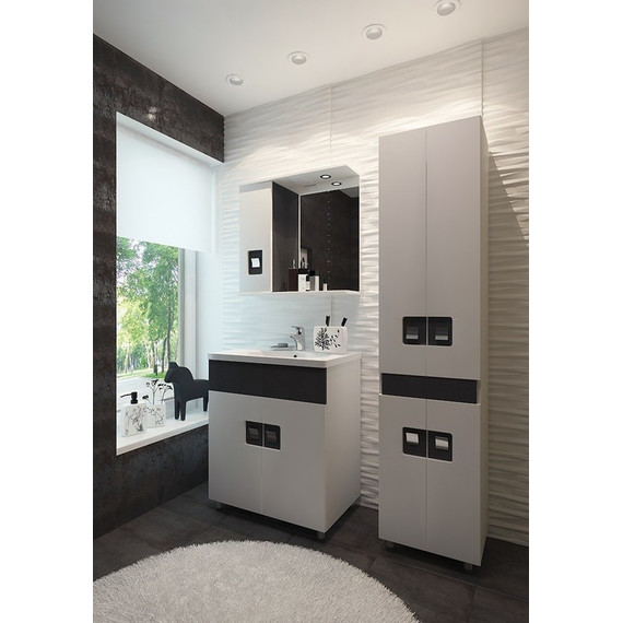 Пенал напольный EvaGold Braunsy 45 см EG030099, белый шагрень - фото 4