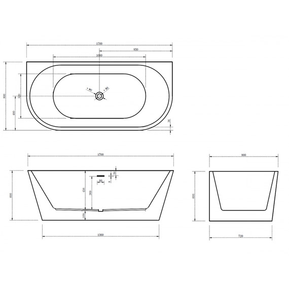 Ванна акриловая Abber AB9216-1.7 170x80 см - фото 12