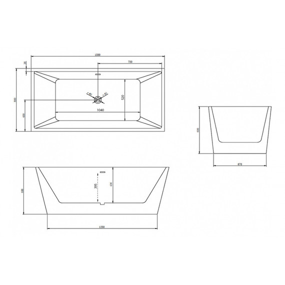 Ванна отдельностоящая Abber AB9224-1.5 150x80 см, Размер - мм: 1500х800 - фото 11