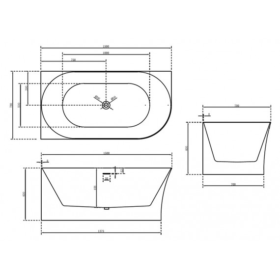 Ванна акриловая Abber AB9258-1.5 L 150x78 см - фото 10