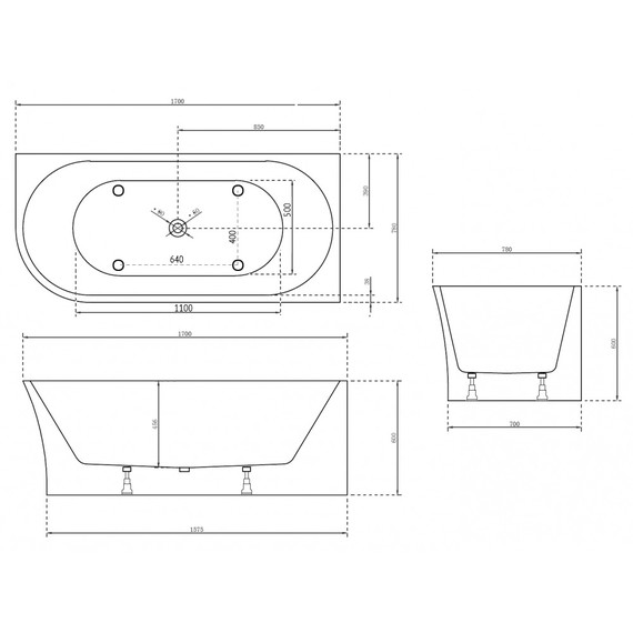 Ванна акриловая Abber AB9257-1.7 R 170x78 см - фото 10