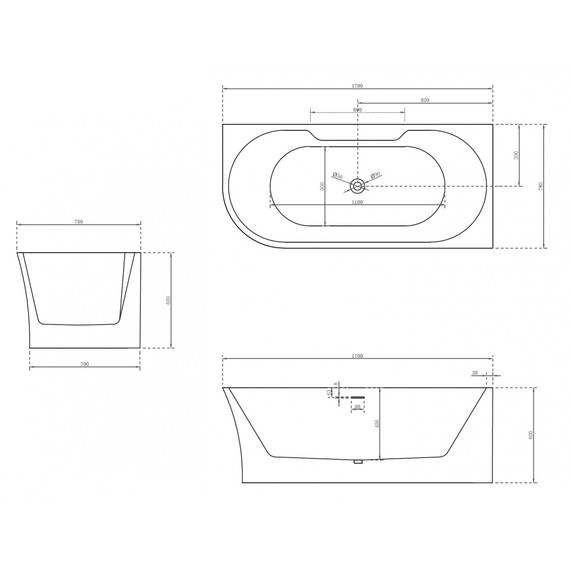 Ванна акриловая Abber AB9335-1.7 R 170x78 см - фото 11