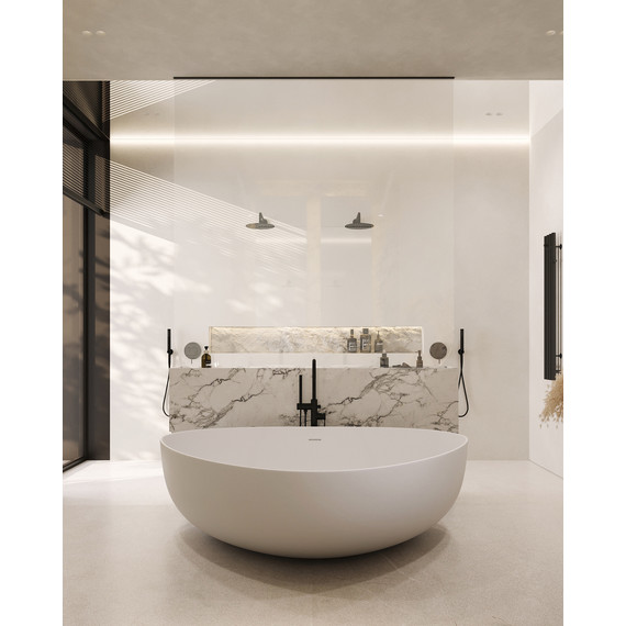 Ванна отдельностоящая Abber Stein 180x130 см AS9608, белый матовый - фото 8