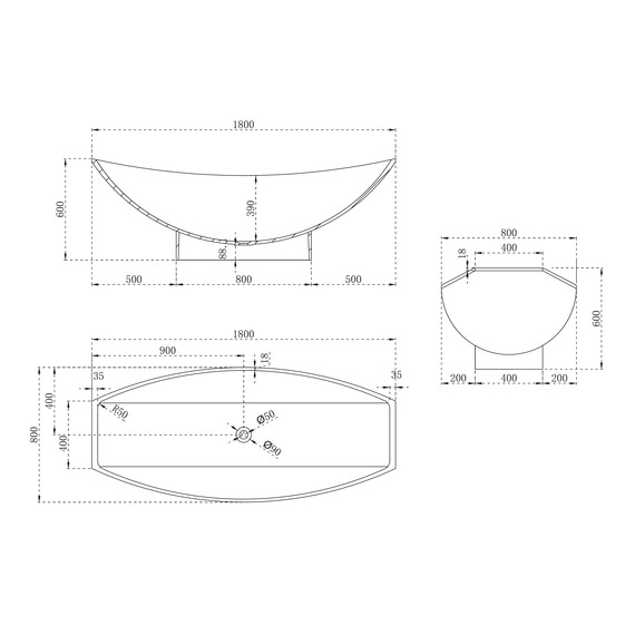 Ванна отдельностоящая Abber Stein 180x80 см AS9610, белый матовый - фото 11
