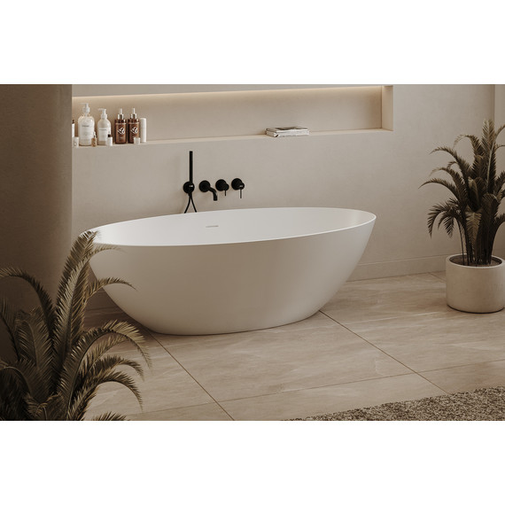 Ванна отдельностоящая Abber Stein 160x75 см AS9625-1.6, белый матовый, Размер - мм: 1600х750 - фото 9