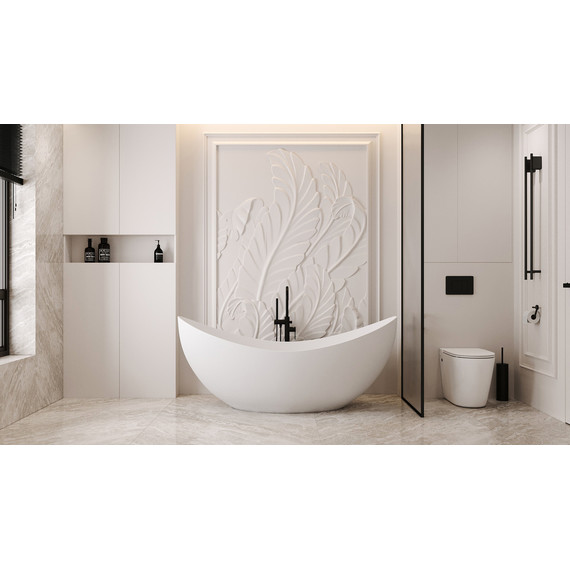 Ванна отдельностоящая Abber Stein 180x80 см AS9633, белый матовый - фото 8