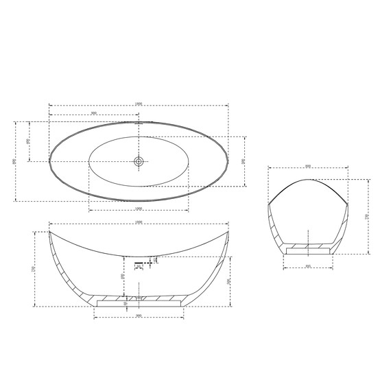 Ванна отдельностоящая Abber Stein 180x80 см AS9633, белый матовый - фото 11