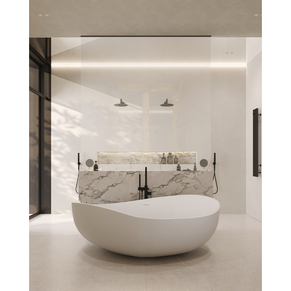 Ванна отдельностоящая Abber Stein 180x110 см AS9639, белый матовый - фото 8