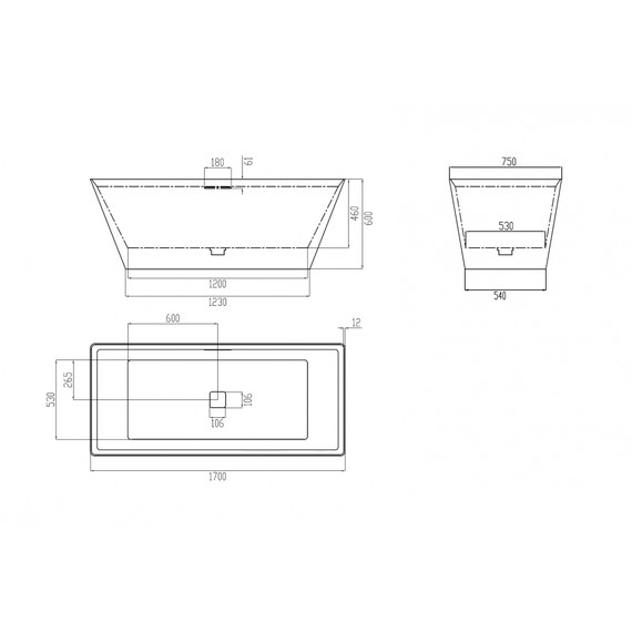 Ванна отдельностоящая Abber Berlin 170x75 см AM9912 - фото 12