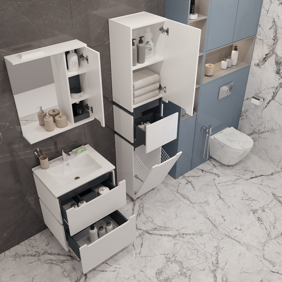 Зеркало-шкаф EvaGold Vesta 58 см EG010417, белый/графит - фото 5