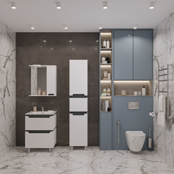 Зеркало-шкаф EvaGold Vesta 58 см EG010417, белый/графит - фото 6